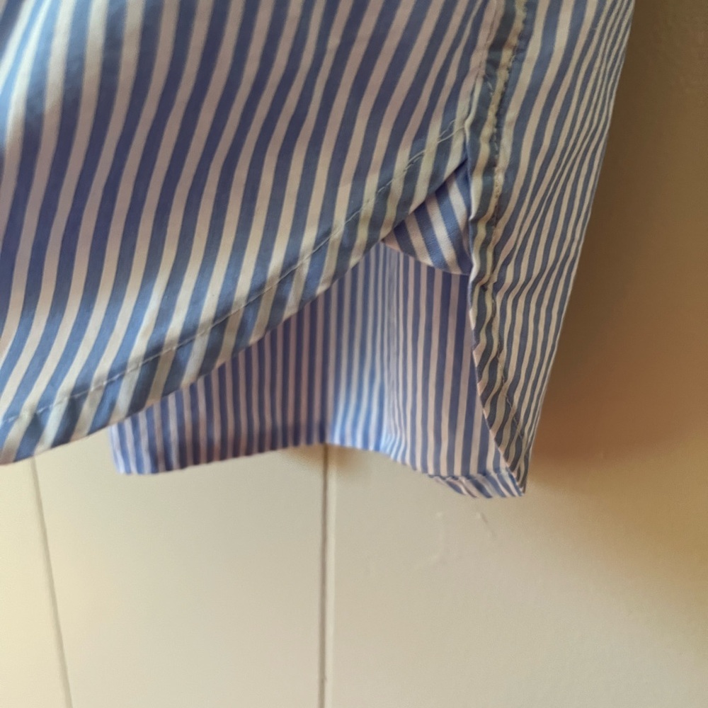 J. Crew Blue & White striped blouse. L. XL. Button Down Shirt. Size 14. - Picture 11 of 14